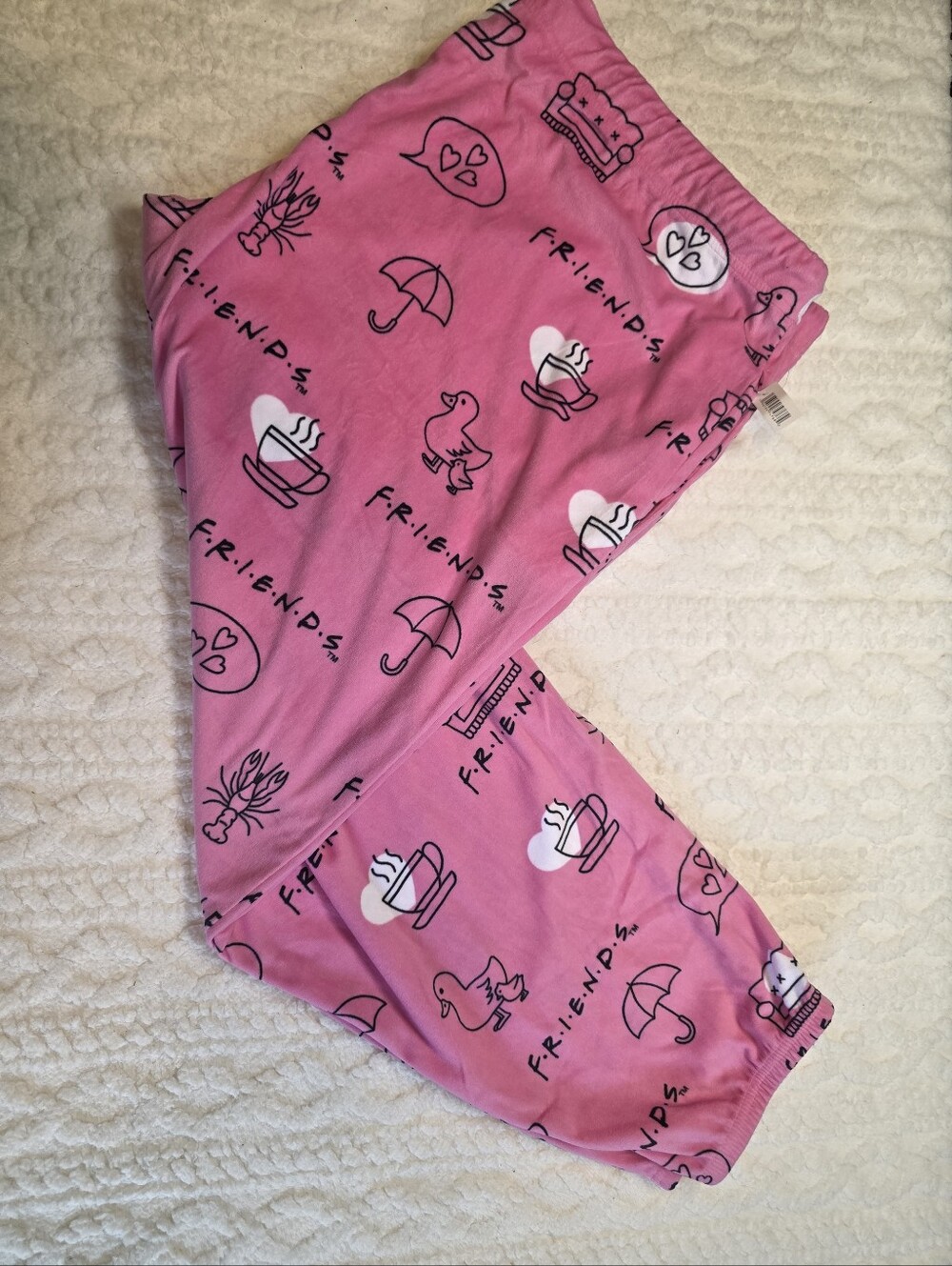 Friends Pink Icon Print Plush Pajama Pants NWT 3X